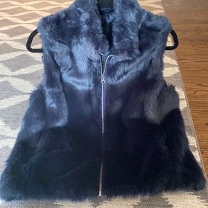 J.Crew Faux Fur Vest in Navy
